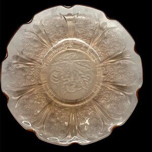 (6) Vintage Saucers Cherry Blossom Pink Depression Glass by Jeannette, 5.58"